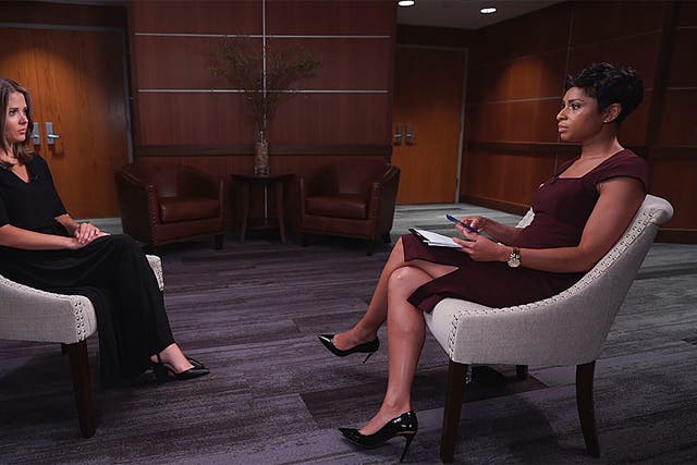 <p>This image provided by CBS This Morning/Times Union shows Brittany Commisso, left, answering questions during an interview with CBS correspondent Jericka Duncan on CBS This Morning, Sunday, Aug. 8, 2021, in New York. (CBS This Morning and Times Union via AP)</p>