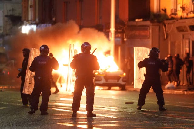 <p>Gardai at the scene in Dublin city centre (Brian Lawless/PA)</p>