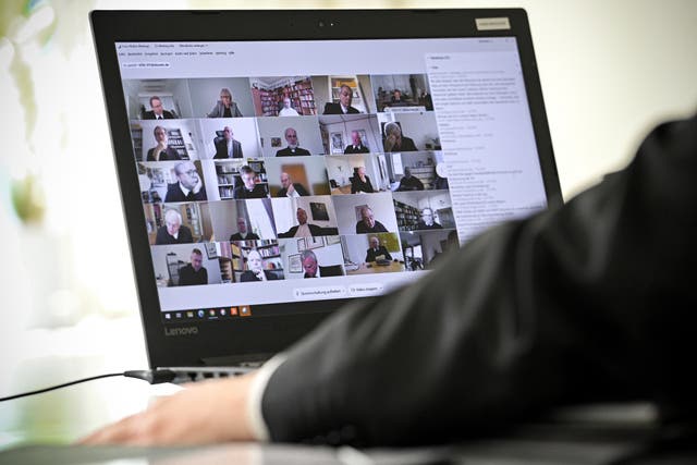 <p>Representational Image: Participants of video conference are displayed on a laptop screen</p>