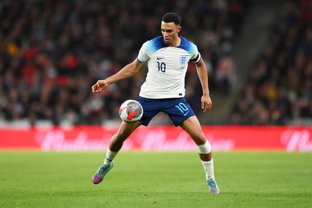 <p>Alexander-Arnold’s performance was one of the few positives at Wembley </p>